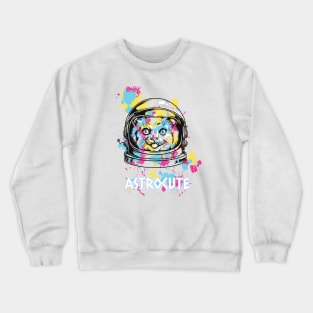 Cute Kitty Astronaut Cool Animal Funny Cat Universe T-Shirt Crewneck Sweatshirt